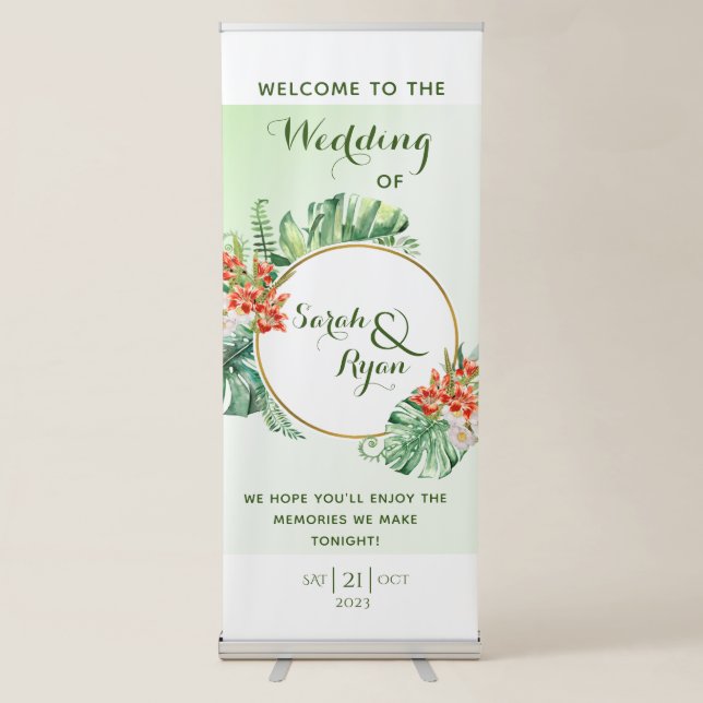 Tropical Ring Wedding  Retractable Banner (Front)