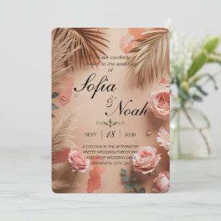 Tropical Romance Blush  Invitation