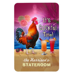 Tropical Rooster Cocktail Funny Cruise Stateroom L Magnet