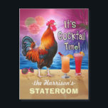 Tropical Rooster Cocktails Funny Cruise Stateroom<br><div class="desc">The chicken in this humourous magnet design knows what time it is - it's time to drink, of course, because it's COCKtail time! This silly tropical magnet is perfect for the stateroom door on a fun adult cruise. It shows a rooster crowing with a couple colourful beverages and a pair...</div>