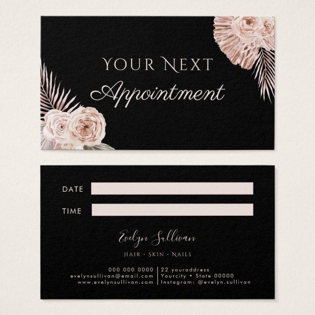 Tropical Roses Appointment Card (Front & Back)