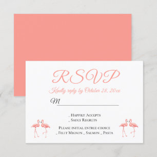 Tropical RSVP Pink Flamingos Wedding Summer Party Invitation