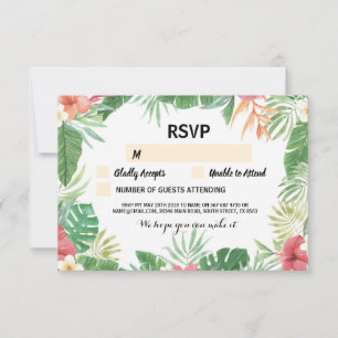 Tropical RSVP Wedding Cards Aloha Flowers Invites