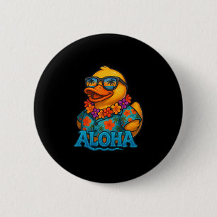 Tropical Rubber Duck Hawaiian Lei Aloha Rubber Duc 6 Cm Round Badge