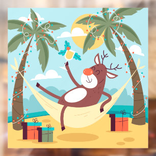 Tropical Rudolph Window Cling