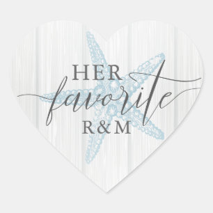 Tropical Rustic Beach Wedding Her Favourite Heart Sticker