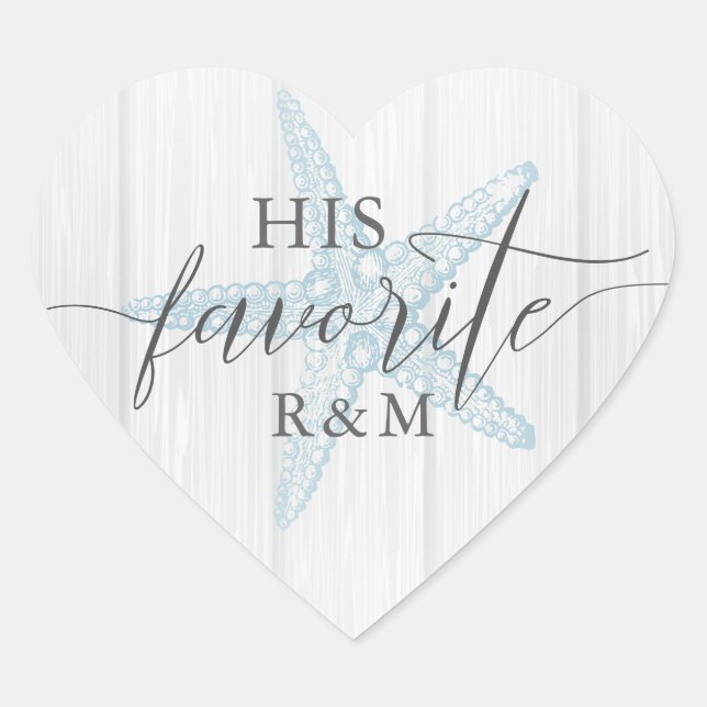 Tropical Rustic Beach Wedding His Favourite Heart Sticker (Front)