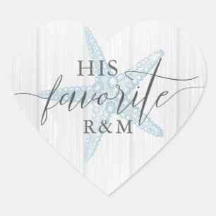Tropical Rustic Beach Wedding His Favourite Heart Sticker