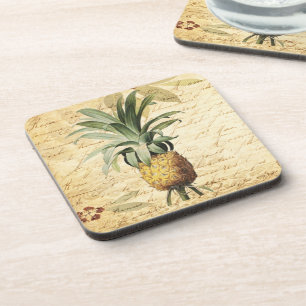 Tropical Rustic Pineapple Art Coaster