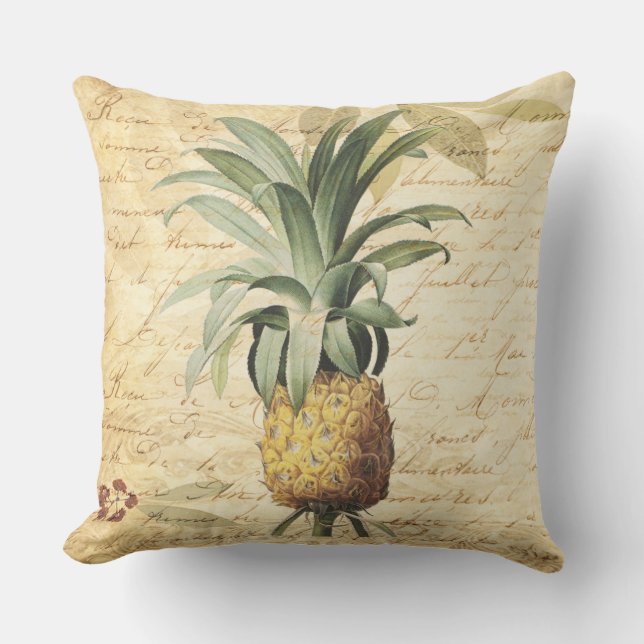 Tropical Rustic Pineapple Art Cushion (Front)