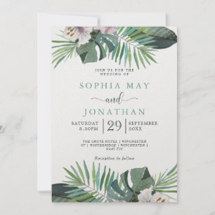 Tropical Rustic Wedding palm summer Holiday Card