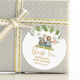 Tropical Safari Baby Shower Classic Round Sticker
