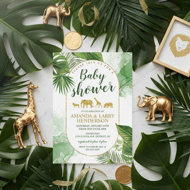 Tropical Safari Baby Shower Invitation (Elegant Safari Baby Shower Invitation)