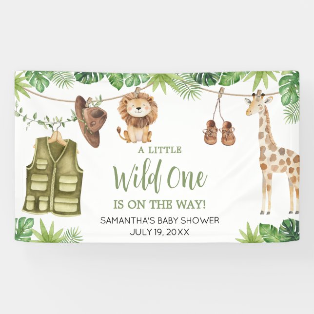 Tropical Safari Jungle Animals Baby Shower Banner (Horizontal)