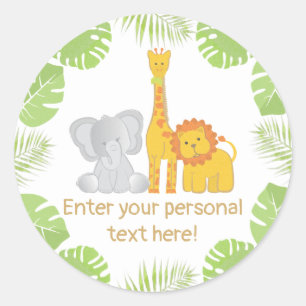 Tropical Safari Jungle Animals Baby Shower Classic Round Sticker