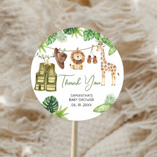 Tropical Safari Jungle Animals Baby Shower Classic Round Sticker