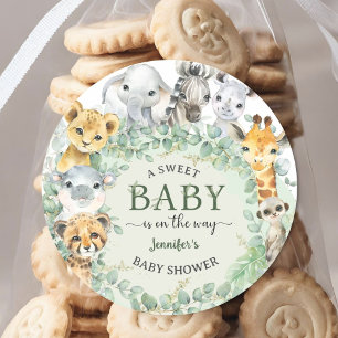 Tropical Safari Jungle Animals Baby Shower Classic Round Sticker