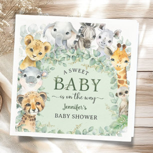Tropical Safari Jungle Animals Baby Shower Napkin