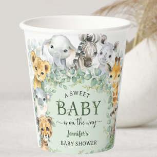 Tropical Safari Jungle Animals Baby Shower Paper Cups
