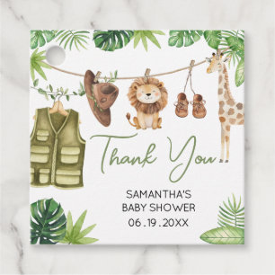 Tropical Safari Jungle Animals Baby Shower Square Favour Tags