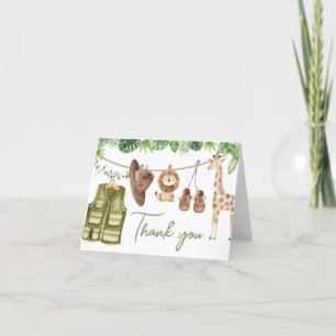 Tropical Safari Jungle Animals Baby Shower  Thank You Card