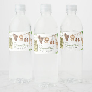 Tropical Safari Jungle Animals Baby Shower  Water Bottle Label