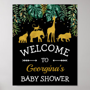 Tropical Safari Jungle Animals Baby Shower Welcome Poster