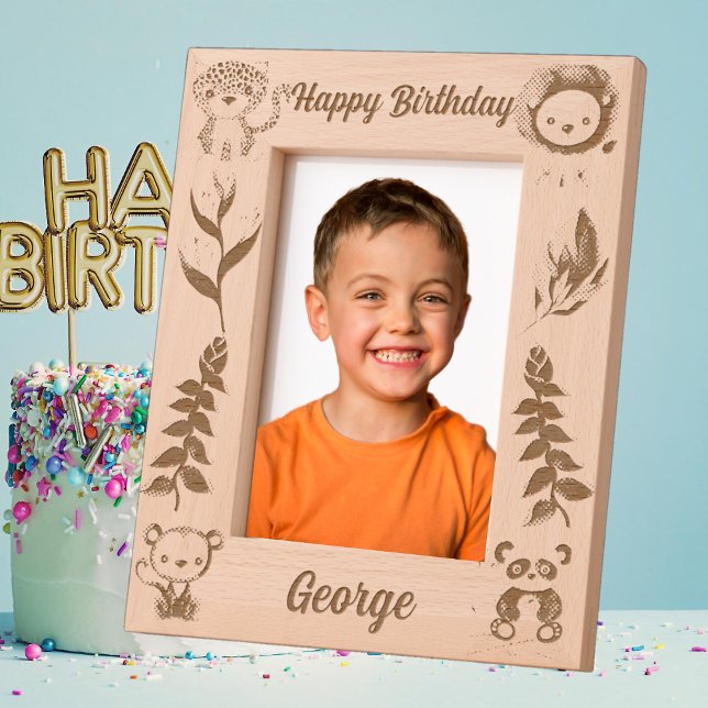 Tropical Safari Jungle Animals Kids Birthday Gift Etched Frames (Creator Uploaded)