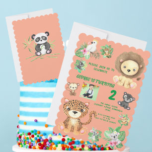 Tropical Safari Jungle Animals Kids Birthday Invitation