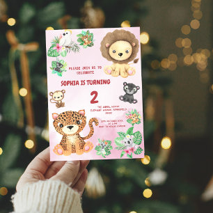 Tropical Safari Jungle Animals Kids  Birthday Invitation
