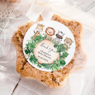 Tropical Safari Jungle Wild Animals Baby Shower Classic Round Sticker