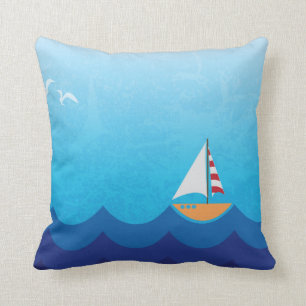 Tropical Sailboat Decorative Throw Pillow