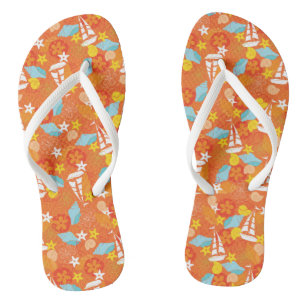 Tropical Sailboat Pattern Flip Flops