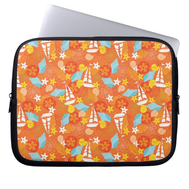 Tropical Sailboat Pattern Laptop Sleeve (Front)