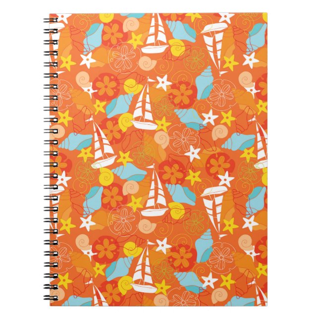 Tropical Sailboat Pattern Notebook (Front)