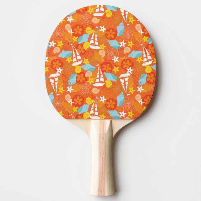Tropical Sailboat Pattern Ping Pong Paddle (Front)