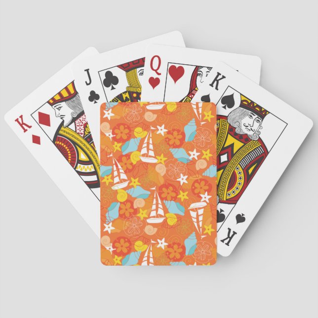 Tropical Sailboat Pattern Playing Cards (Back)