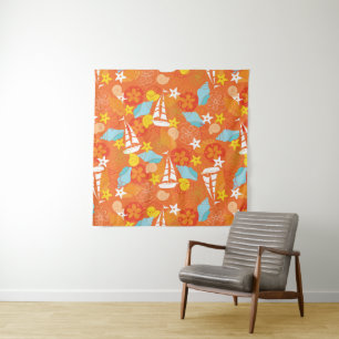 Tropical Sailboat Pattern Tapestry