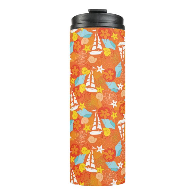 Tropical Sailboat Pattern Thermal Tumbler (Front)