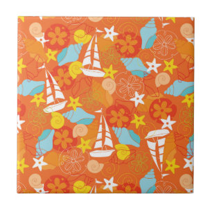 Tropical Sailboat Pattern Tile