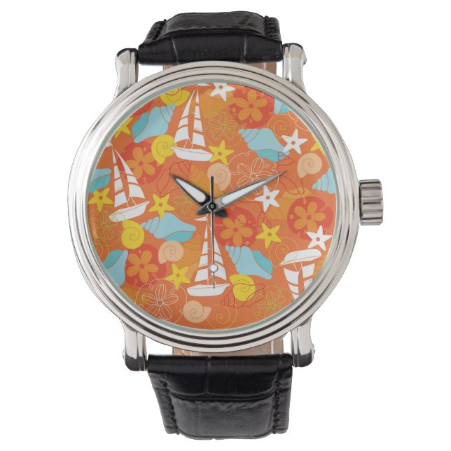 Tropical Sailboat Pattern Watch (Front)