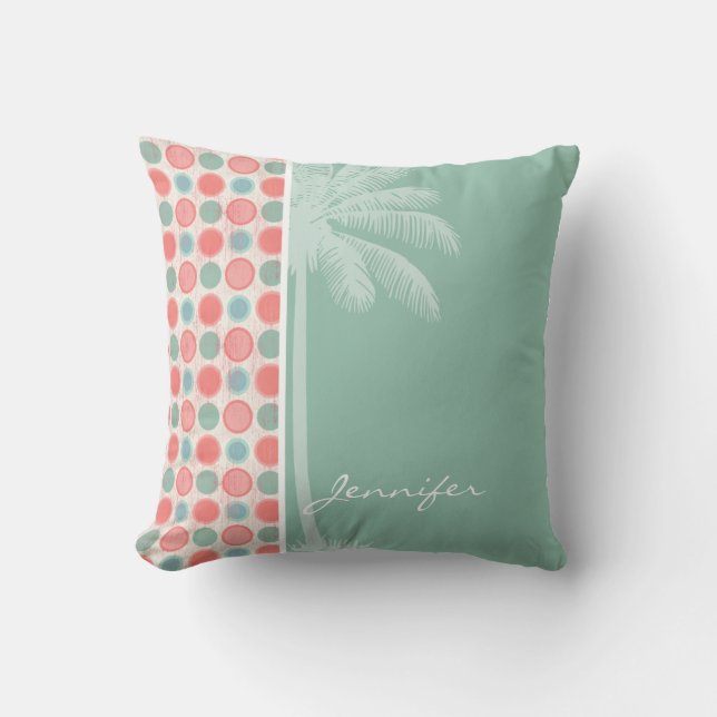Tropical Salmon, Coral Pink, & Seafoam Cushion (Front)