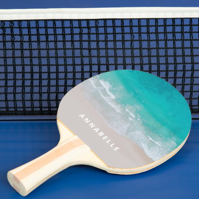 tropical sand beach ocean hot tummy modern ping pong paddle (Insitu)