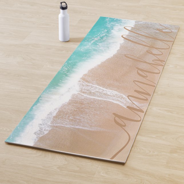 tropical sand beach ocean meditation personalised  yoga mat (In Situ)