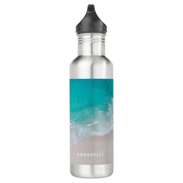 Tropical sand beach ocean personalised the adventu 710 ml water bottle (Right)
