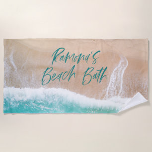 Tropical sand beach ocean sunny waves beach house  beach towel
