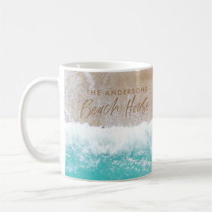 Tropical sand beach ocean sunny waves beach house coffee mug