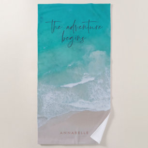 tropical sand beach ocean the adventure begins beach towel