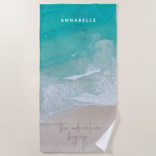 tropical sand beach ocean the adventure begins towel