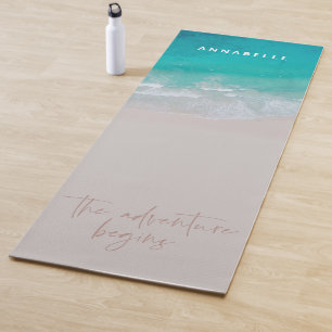 tropical sand beach ocean the adventure begins yoga mat